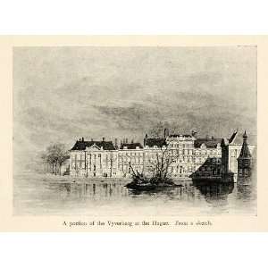  1899 Print Vyverberg Hague Sketch Draw River Canal Hotel 