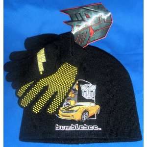 Transformers Movie Hat and Gloves Winter Set Bumblebee Black Beanie 