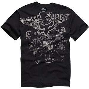  Fox Racing Steel Faith T Shirt   Small/Black Automotive