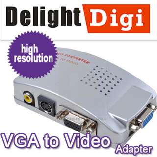   Video VGA PC to VGA Converter Adapter + AV / S Video Cable  