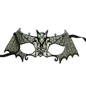  Black Metal Venetian Bat Half Mask