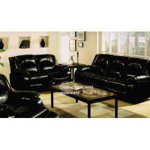  2pc Recliner Sofa Set in Black Bycast Leather