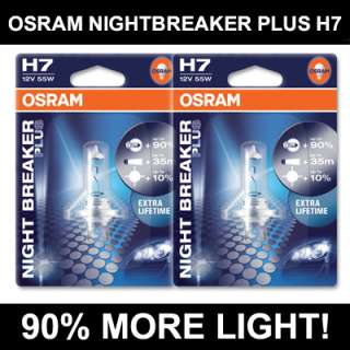 OSRAM NIGHTBREAKER PLUS H7   PAIR   90% MORE LIGHT  