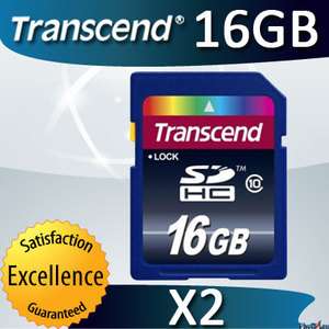 Transcend 16GB Class 10 SDHC Memory Card X2 16 GB SD NEW  
