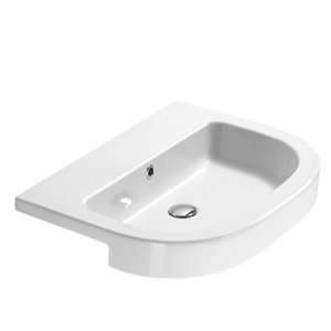  Traccia Modern Curved White Ceramic Semi Recessed Bathroom 