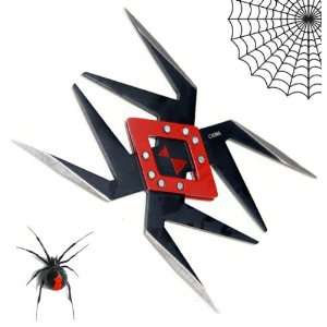  4 Spider Throwing Star  Black and Red
