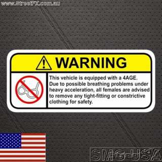 4AGE Warning Sticker decal for TRD aw11 MR2 and ae86  