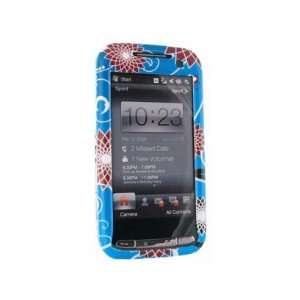   Phone Protector Case Cover Flower on Blue For Sprint HTC Touch Pro 2