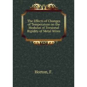   on the Modulus of Torsional Rigidity of Metal Wires F. Horton Books