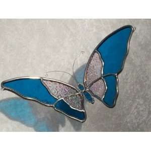   Torques Blue Clear Art Glass and Iridescent Textured Clear Stained