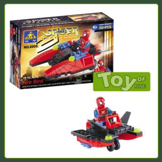 50pcs Spiderman with Red speed Car Building Blocks Bricks  