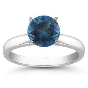  2.00 Carats 8mm London Blue Topaz Gemstone Solitaire Ring 