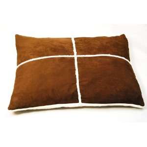  Chocolate Suede & Berber Cross Hatch Pillow Bed