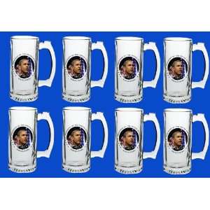 Set Of 8 Barack Obama Commemorative Beer Mug Glasses Steins   In Stock 