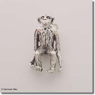 Sterling Silver ~ 3D CHIMPANZEE Chimp Monkey ~ CHARM  