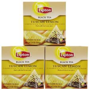 Lipton Pyramid Black Tea Bags, Tuscan Lemon, 20 ct, 3 pk  