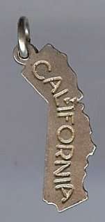 VINTAGE STERLING SILVER CALIFORNIA STATE TOPOGRAPHIC MAP CHARM  