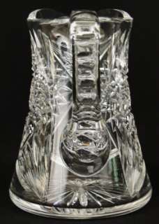   American Brilliant Cut Glass Crystal Star & Flower Pattern Pitcher