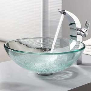   14700CH Glass Vessel Sink and Illusio Faucet Chrome