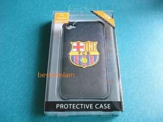 FC Barcelona black Skin Leather case cover for iphone 4 4G  