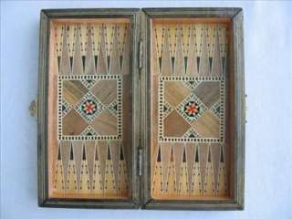 Backgammon Board Game Wood Handmade Craft Mosaic Small  