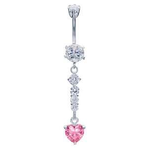   Falling In Love CZ Drop Dangle Belly Button Ring FreshTrends Jewelry