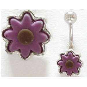  Belly Ring Purple Sun Flower 14g Belly Button Navel Ring   Free 