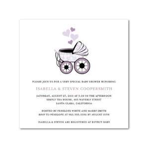   Shower Invitations   Lovely Carriage Lavender By Louella Press Baby