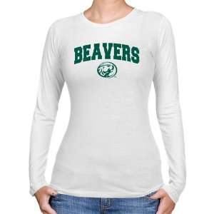  Bemidji State Beavers Ladies White Logo Arch Long Sleeve 