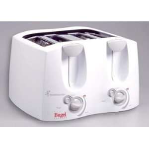 Toastmaster 4 Slice Cool Touch White Bagel Button Toaster  