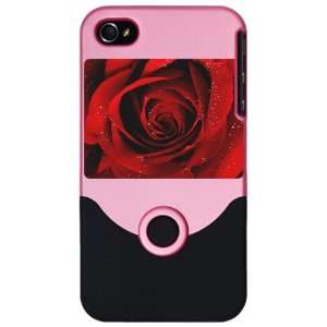  iPhone 4 or 4S Slider Case Pink Red Rose 