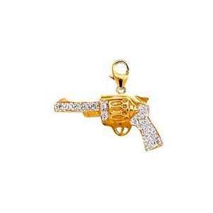  Pistol, 14K Yellow Gold Diamond Charm Jewelry