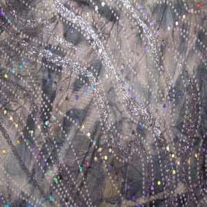  Polyester Spandex Tie Dye Glitter Swirl Fabric Black