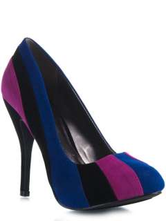 NEW QUPID Women Colorblock Stiletto High Heel Pump pink blue sz Black 