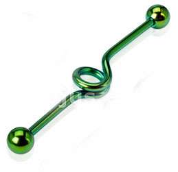 14g 1.5 Green Titanium Loop Industrial Barbells  