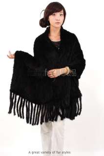 Mink Fur Knitted Cape/Wrap/Poncho/Shawl/Stole/Tippet  