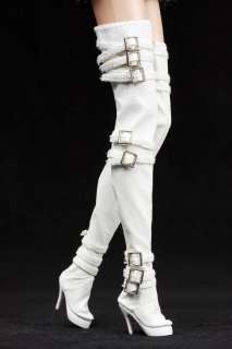 B380 White Leather Fashion Long Boots for Barbie FR A2  