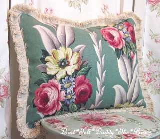   Cotton BARKCLOTH Fabric PILLOW GLEN COURT Country Cottage CHIC  