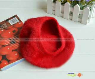 Women Fashion Soft Warm Cute Fuzzy Cony Hair Hat Baret Cap New WHAT020