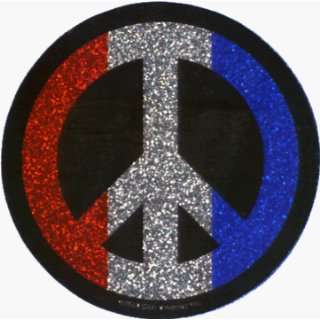   , Red, White & Blue (on Black) Patriotic Peace Sign   Sticker / Decal