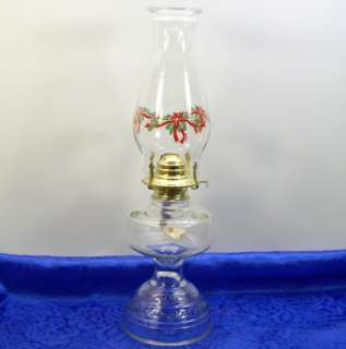 Bartlett Collins Glass Oil/Kerosene Lamp Plume Small w/Pine Christmas 