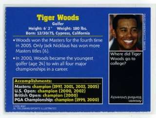 TIGER WOODS 2005 Sports Illustrated for Kids SI Card  