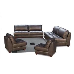  Diamond Sofa Zen Mocca Leather Sofa Loveseat & Two Chairs 