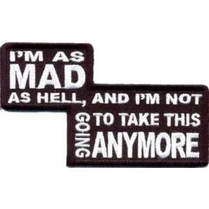 AS MAD AS HELL Funny Quality NEW Biker Vest Patch