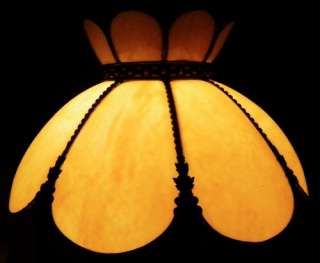 VINTAGE TIFFANY STYLE SLAG LEAD GLASS LIGHT HANGING LAMP COMPLETE 