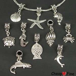 30x mixed Tibetan silver Sea Animal DANGLE Charms Bead  