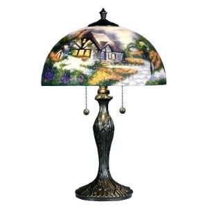 Thomas Kinkade RD161382L Hand Painted Table Lamp   Chandler S Cottage