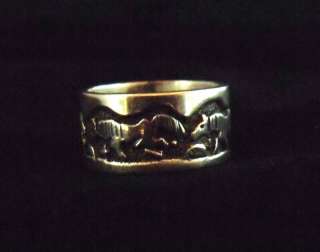 Three Horse Story Ring   Navajo Handmade  