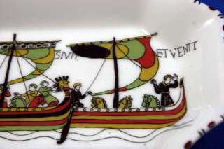 Rare Limoges Porcelain Bayeux Norman Norse Viking Ship Tray  