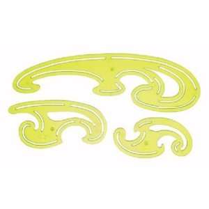  Alvin Fluorescent French Curve Set of 3 Arts, Crafts 